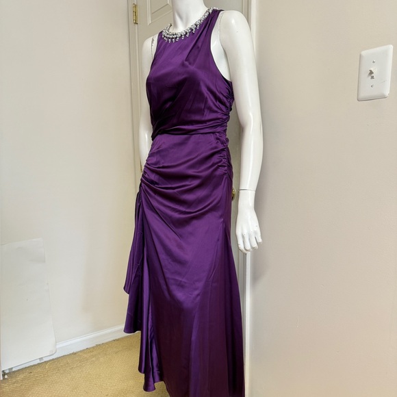 Cinq à Sept Satin Purple Midi Dress - Picture 8 of 12